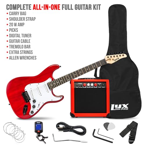 LyxPro Electric Guitar 39" Beginner Starter Kit with 20W Amp, Black B69338