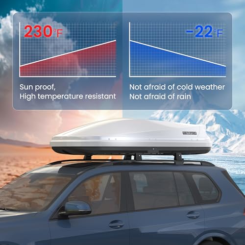 White Rooftop Cargo Box Carrier 21 Cubic Feet Dual Side Opening Waterproof Y6692