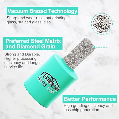 Glass Grinder Bits for Stained Glass - 1 1/8 1/4 3/4 Inch Brass Core Diamond Bit G96728