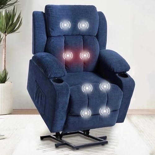 FLEXISPOT XL31 Power Lift Recliner Chair for Elderly, Electric Massage & Heat, PU Leather, Black C786106