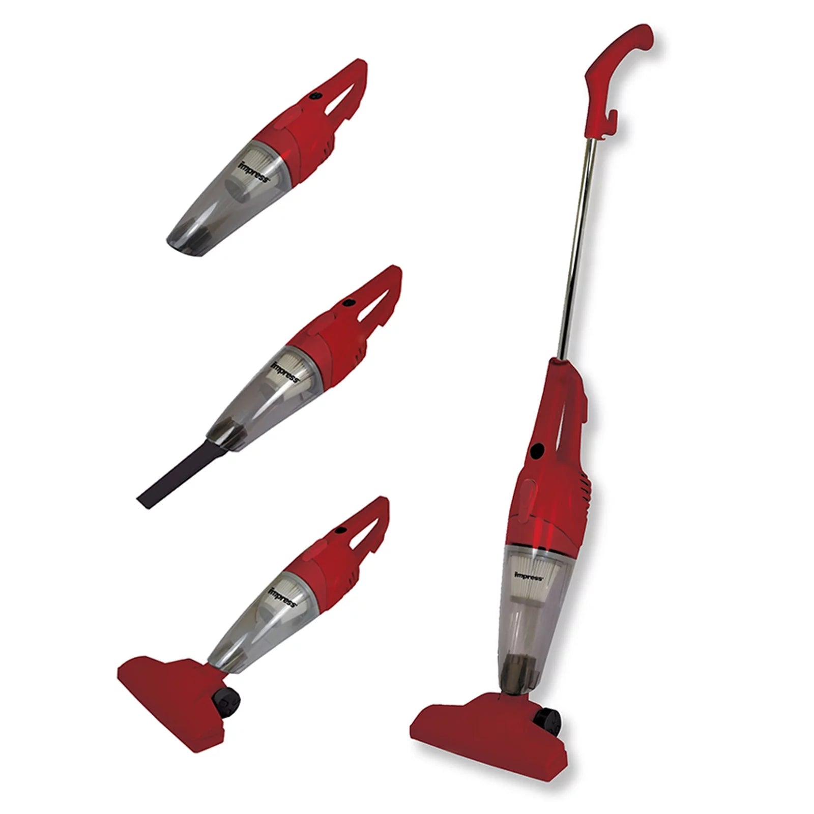 imPRESS GoVac 2-in-1 Upright-Handheld Vacuum Cleaner, Red