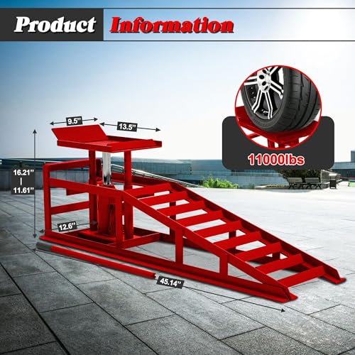2 Pack Hydraulic Car Ramps 5T Low Profile Vehicle Lift Service Ramps U573399