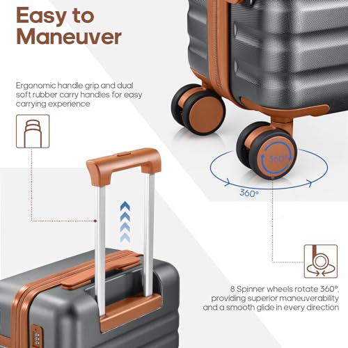 Luggage Sets 3 Piece, Carry On 20 Inch Hardside Suitcase with Spinner Wheels and TSA Lock J67858