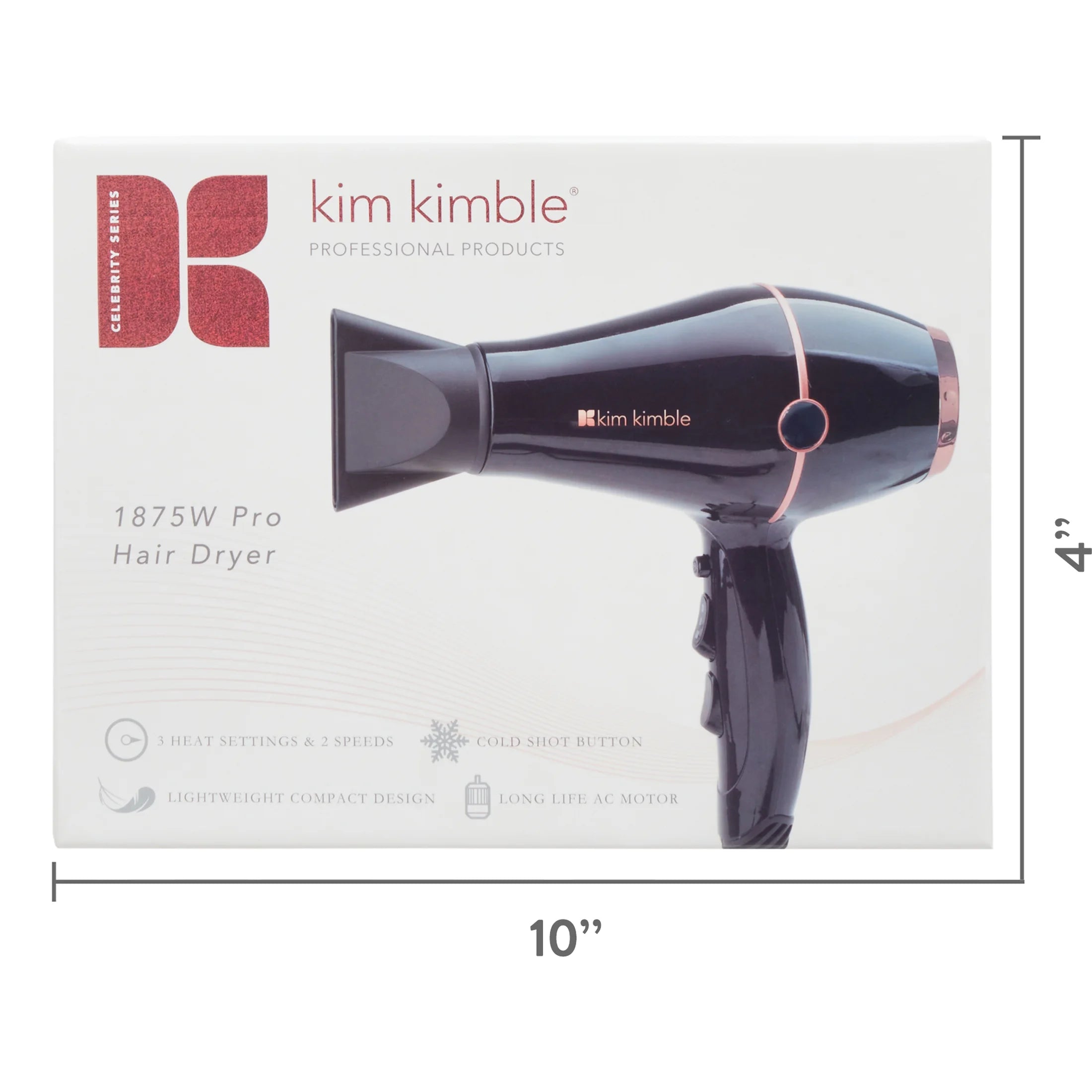Kim Kimble Celebrity Series Ultra-Light 1875W Pro Hair Dryer, Black & Rose Gold T8431