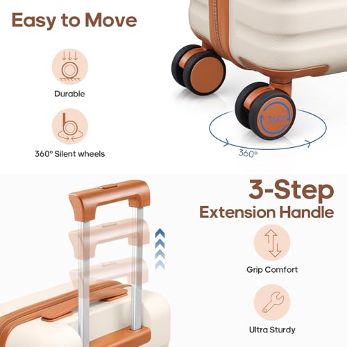 Luggage Sets 3 Piece, Carry On 20 Inch Hardside Suitcase with Spinner Wheels and TSA Lock J67858