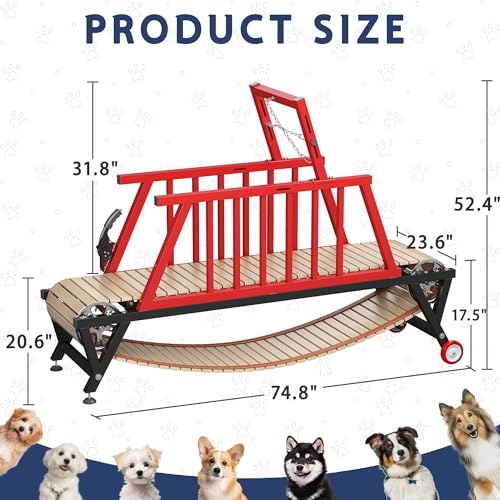 Dog Treadmill for Medium/Large Dogs with Handbrake, Non-Electric Slatmill D366