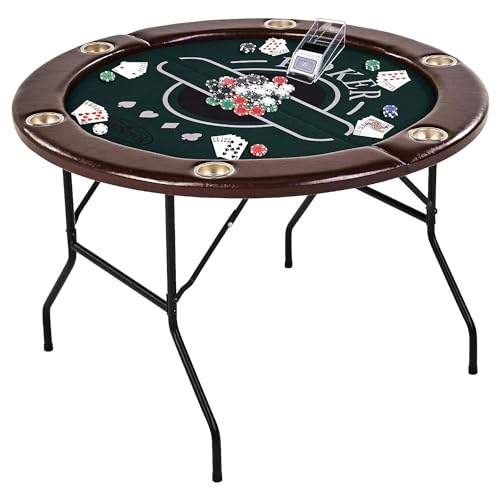 Barrington Folding Poker Table with Padded Rail and Felt Playing Surface D15193